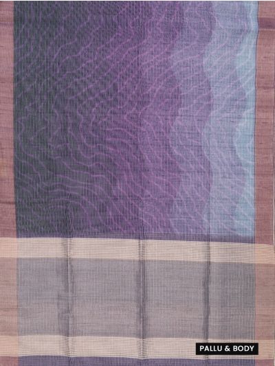 Gracecharm Semi Jute Abstract Wavy Lines with Striped Pallu Border Saree