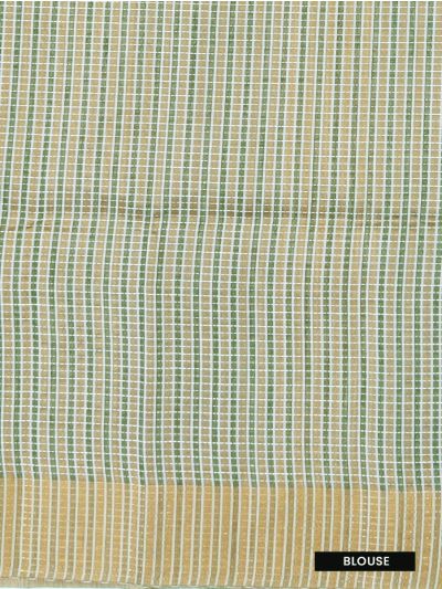 Gracecharm Semi Jute Abstract Curvilinear Geometric with Striped Pallu Border Saree