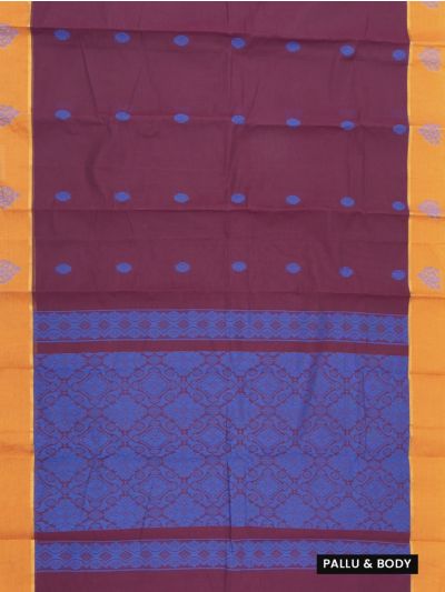Gracecharm Elegant Kanchi Cotton Floral Butta with Mango Border Saree