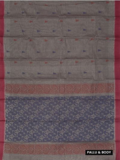 Gracecharm Elegant Kanchi Cotton Triangle Butta with Maroon Border Saree