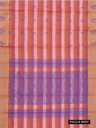 Gracecharm Elegant Kanchi Cotton Striped Butta with Floral Pallu Saree