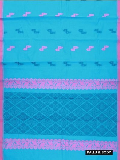 Gracecharm Elegant Kanchi Cotton Geometric Butta with Floral Pallu Saree