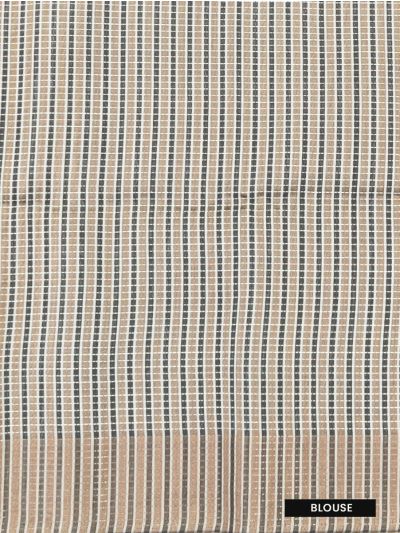 Gracecharm Semi Jute Geometric Ikat Butta with Striped Pallu Border Saree