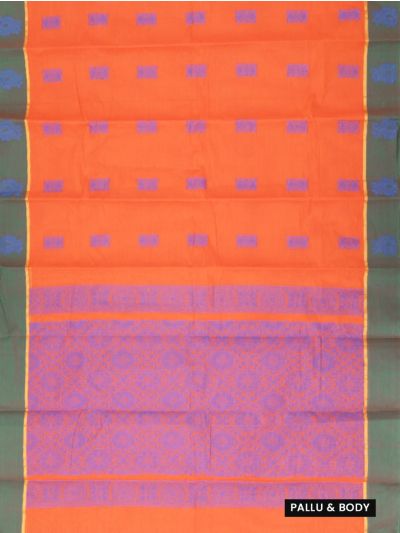 Gracecharm Elegant Kanchi Cotton Floral Butta with Brocade Pallu Saree