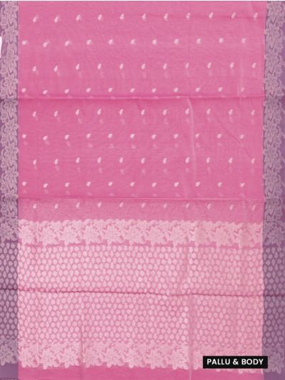 Gracecharm Kora Silk Cotton Butta with Floral Jacquard Border Saree