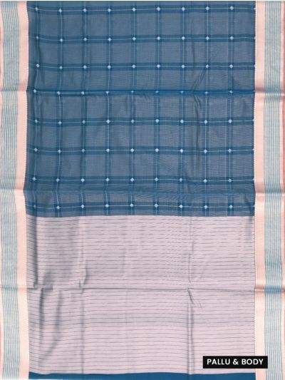 Gracecharm Kora Silk Cotton Diamond Checks with Striped Border Saree