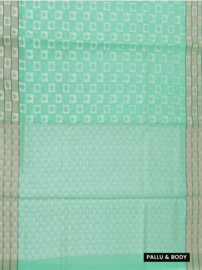 Gracecharm Kora Silk Cotton Geometric Butta with Jacquard Border Saree