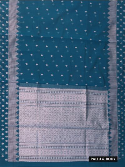 Gracecharm Kora Silk Cotton Butta with Temple Jacquard Border Saree