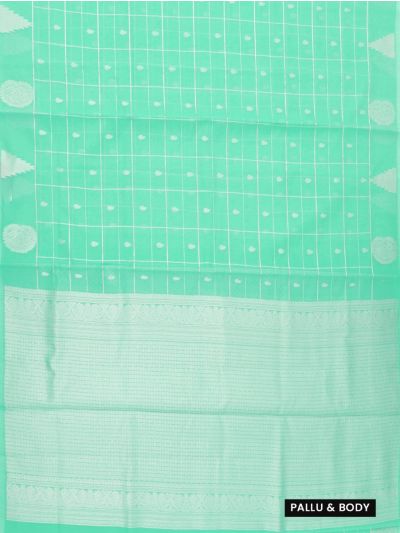 Gracecharm Kora Silk Cotton Checks Butta with Temple Border Saree