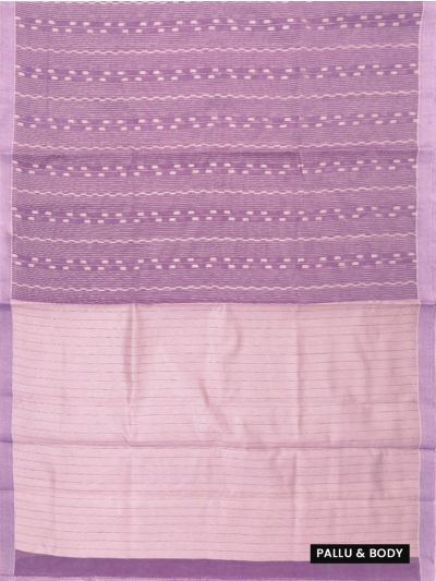Gracecharm Kora Silk Cotton Mauve Pink Striped Butta Design Saree