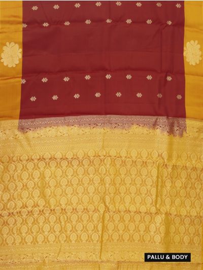 Gracecharm Art Soft Silk Maroon Floral Butta Zari Saree