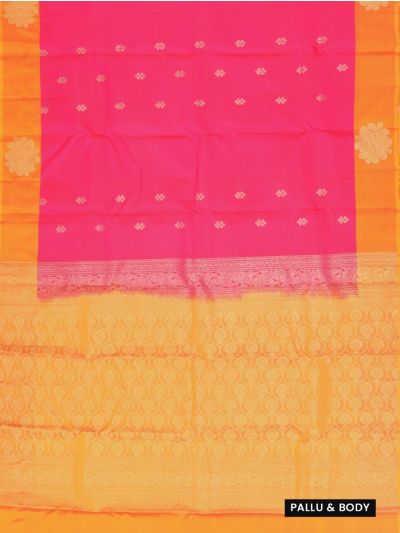 Gracecharm Art Soft Silk Rani Pink Floral Butta Zari Saree