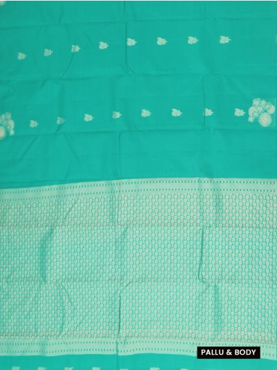 Gracecharm Art Soft Silk Turquoise Floral Butta Zari Saree