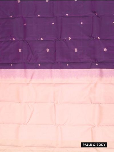 Gracecharm Art Soft Silk Plum Purple Floral Butta Saree