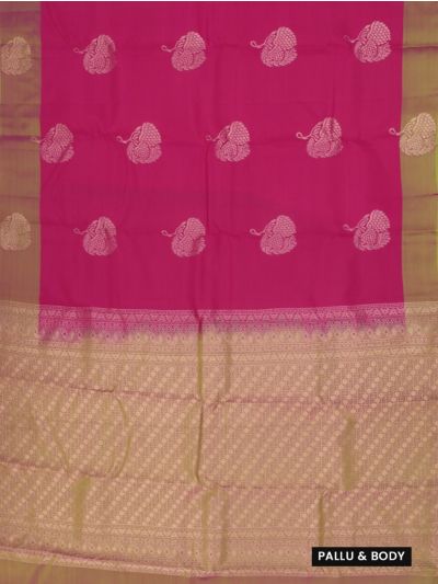 Gracecharm Art Soft Silk Rani Pink Paisley Butta Zari Saree