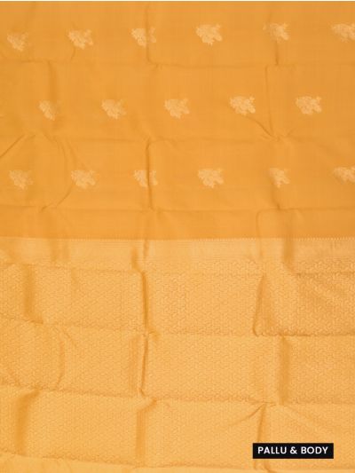 Gracecharm Art Soft Silk Mustard Floral Butta Zari Saree