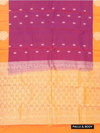 Gracecharm Art Soft Silk Magenta Floral Butta Zari Saree