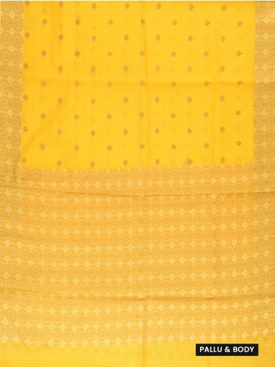 Gracecharm Elegant Manipuri Cotton Yellow Floral Butta Saree