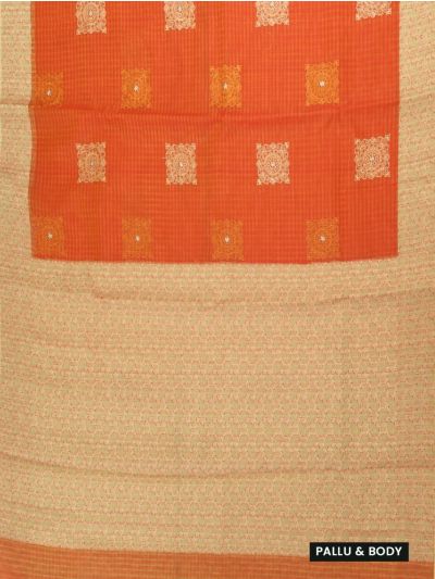 Gracecharm Elegant Manipuri Cotton Rust Orange Mandala Butta Saree