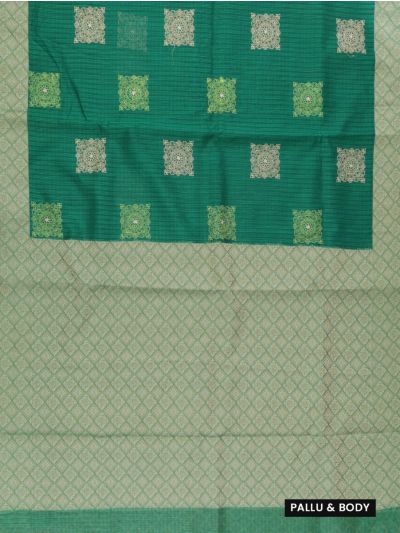 Gracecharm Elegant Manipuri Cotton Emerald Green Mandala Butta Saree