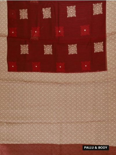 Gracecharm Elegant Manipuri Cotton Maroon Mandala Butta Saree
