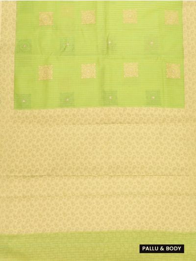 Gracecharm Elegant Manipuri Cotton Parrot Green Mandala Butta Saree  