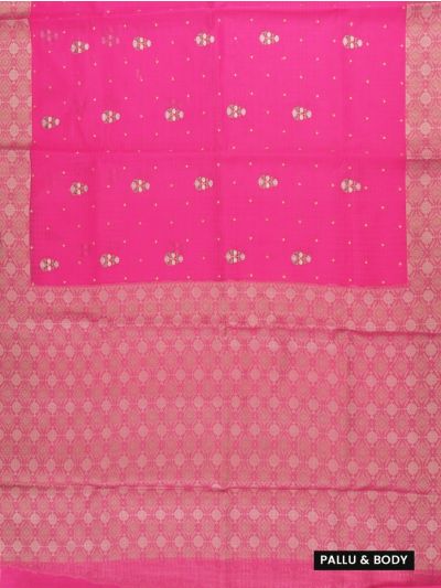 Gracecharm Elegant Manipuri Cotton Rani Pink Floral Butta Saree  