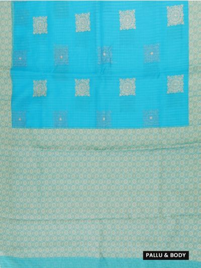 Gracecharm Elegant Manipuri Cotton Sky Blue Mandala Butta Saree