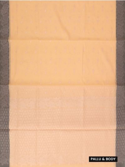 Gracecharm Kora Silk Cotton Peach Paisley Butta Border Saree