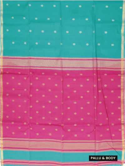 Gracecharm Silk Cotton Butta with Contrast Pink Pallu Saree