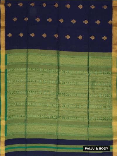 Gracecharm Silk Cotton Floral Butta with Geometric Stripe Pallu Saree