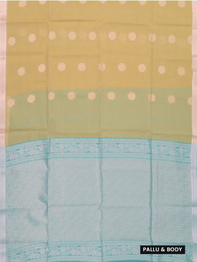 Gracecharm Silk Cotton Floral Butta Chevron Pallu Saree