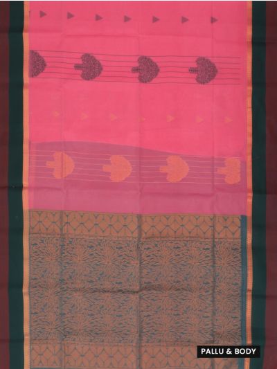 Gracecharm Silk Cotton Floral Butta Contrast Border Saree