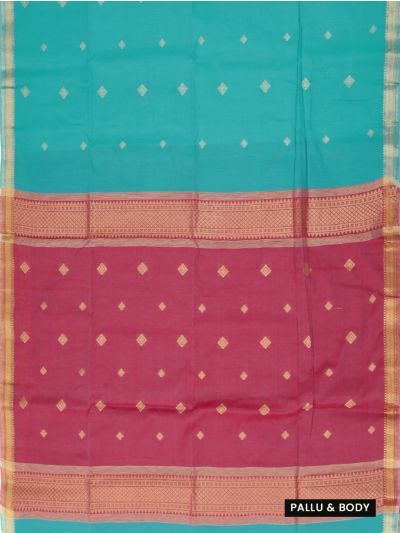 Gracecharm Silk Cotton Diamond Butta Geometric Border Pallu Saree