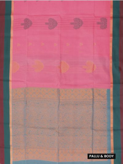 Gracecharm Silk Cotton Hanging Floral Butta Contrast Border Saree