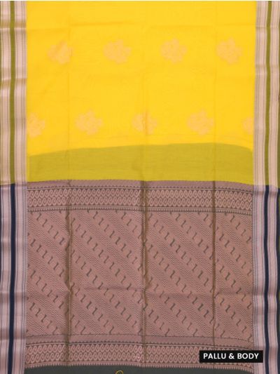 Gracecharm Silk Cotton Leaf Butta Diagonal Geometric Pallu Saree