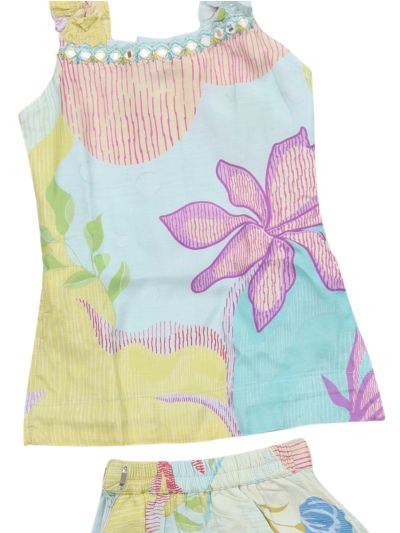 Graceful Essence Girls Pastel Floral Palazzo Set with Dupatta