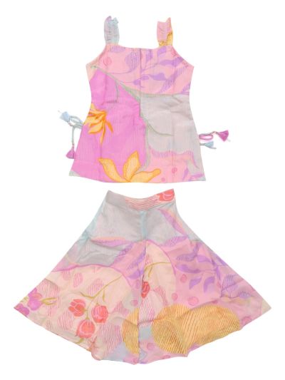 Graceful Essence Girls Pastel Floral Palazzo Set with Dupatta