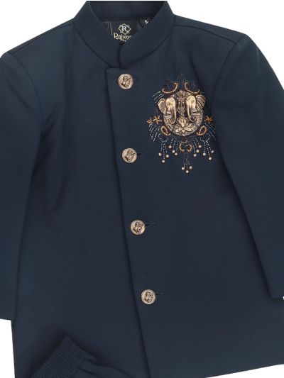 Royal Elegance Boys Elephant Motif Jodhpuri Suit Set