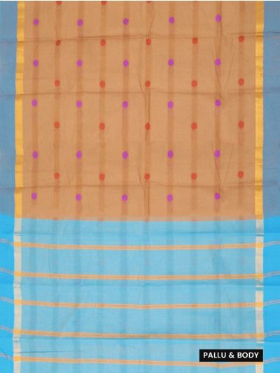 Gracecharm Kanchi Cotton Multicolour Polka Dot Striped Pallu Saree