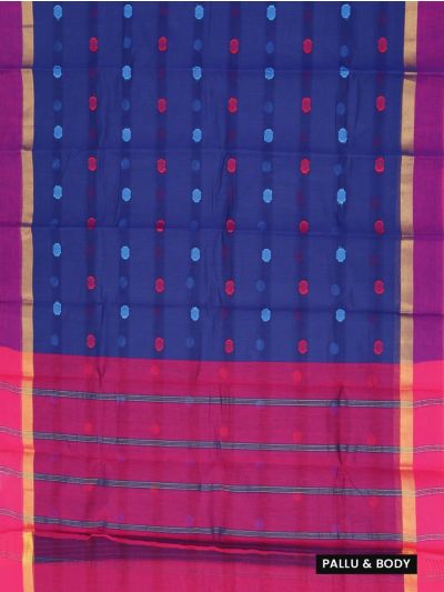 Gracecharm Kanchi Cotton Multicolour Butta Striped Pallu Saree
