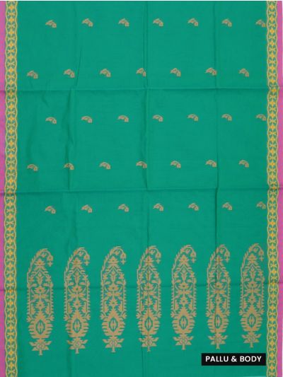 GraceCharm Kovai Cotton Geometric Floral Pallu Saree