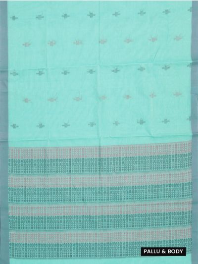 GraceCharm Kovai Cotton Cross Butta Geometric Jaal Pallu Saree