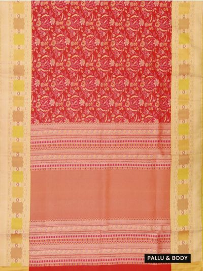 Vivaha Kanchipuram Pure Silk Floral Vine Jaal with Zari Border Saree
