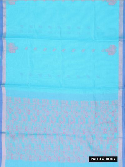 GraceCharm Kovai Cotton Geometric Woven Pallu Butta Saree