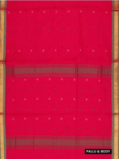 GraceCharm Kovai Cotton Checked Butta with Contrast Border Saree