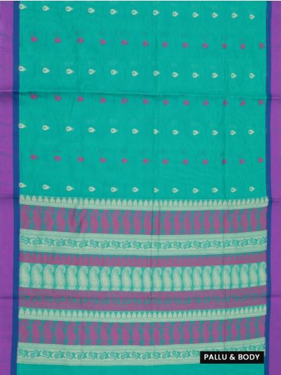 GraceCharm Kovai Cotton Teardrop Butta Paisley Pallu Saree