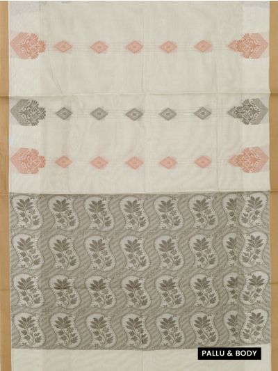 GraceCharm Kovai Cotton Diamond Butta Floral Ogee Jaal Pallu Saree