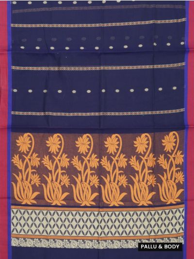 GraceCharm Kovai Cotton Floral Butta Stripe Floral Vine Pallu Saree