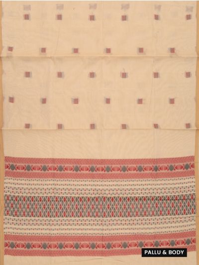 GraceCharm Kovai Cotton Square Butta Geometric Diamond Pallu Saree